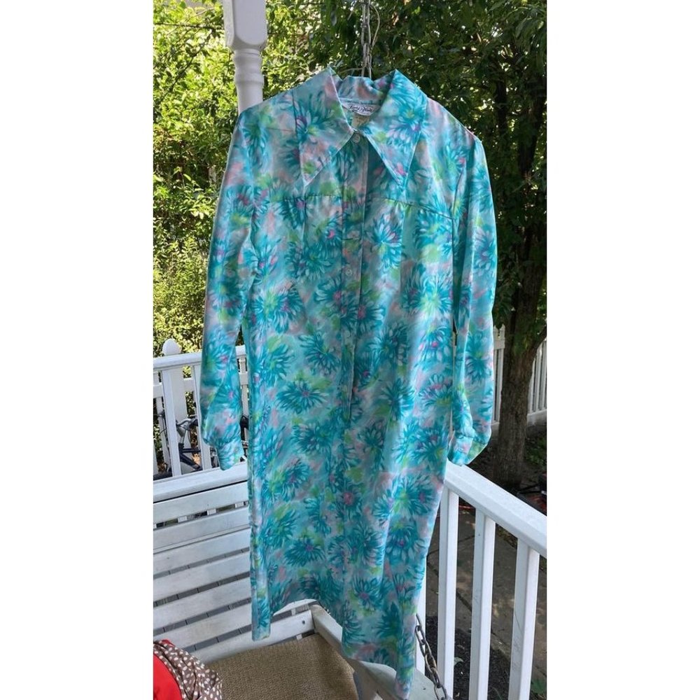 Lady Blair Vintage Long Sleeve Ladies Dress Floral MCM Sz 16